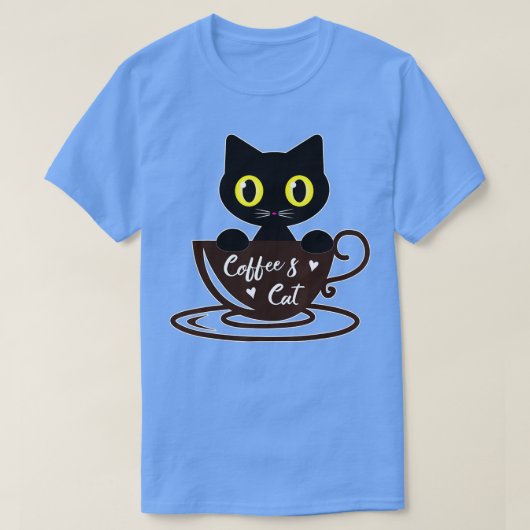 ブラックキャッおもしろいトコーヒーマグ猫好きボーイガール Tシャツ (デザイン正面)