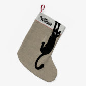 ブラックキャッつるトズオンおもしろい猫好き スモールクリスマスストッキング (正面 (吊り時))