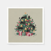 ブラックキャッツクリスマスツリー猫好きクリスマスライト スタンダードカクテルナプキン (正面)