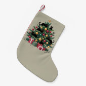 ブラックキャッツクリスマスツリー猫好きクリスマスライト スモールクリスマスストッキング (正面 (吊り時))