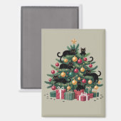 ブラックキャッツクリスマスツリー猫好きクリスマスライト マグネット (正面/裏面)