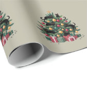 ブラックキャッツクリスマスツリー猫好きクリスマスライト ラッピングペーパー (ロールコーナー)