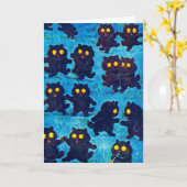 ブラックキャッツ踊りインムーンライトルイ・ワイン カード (黄色い花)