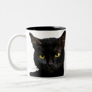 ブラックキャットおもしろいコーヒーマグ切り猫好きギフト ツートーンマグカップ