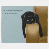 ブラックキャットおもしろいサッシブルー フリースブランケット (正面(横))