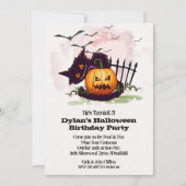 ブラックキャットとジャック・オ・ランタン ハロウィン 招待状 (正面)