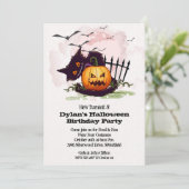 ブラックキャットとジャック・オ・ランタン ハロウィン 招待状 (スタンド正面)