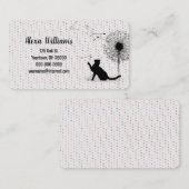 ブラックキャットとタンポポ水玉模様 名刺 (正面/裏面)