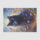 ブラックキャットとパープルワイルドフラワーデコップページ 薄葉紙 (正面)