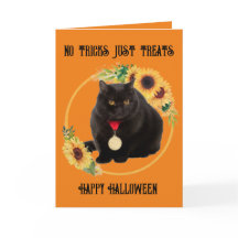 ブラックキャットとヒマワリ, 5" x 7" 折りたたみカード