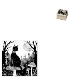ブラックキャットと毒キノコのハロウィン 2 ラバースタンプ