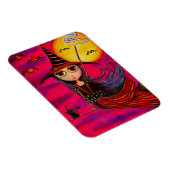 ブラックキャットに入ったビッグストライプアイハロウィーン魔女ガール マグネット (右側)