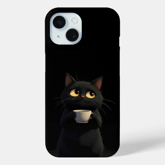 ブラックキャットのコーヒーマグ 楽しいiPhoneケース Case-Mate iPhoneケース (裏面)