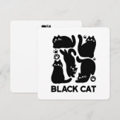 ブラックキャットのシルエット - かわいいネコのデザイン シーズンカード (正面/裏面)