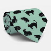 ブラックキャットのシームレスパターン ネクタイ (ロール)
