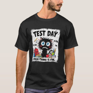 ブラックキャットのテストの日 全てうまくいく テスト勉強 Tシャツ