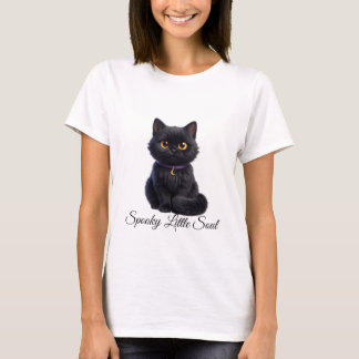 ブラックキャットのハロウィンマジック | かわいいスプーキーな猫のイラスト Tシャツ
