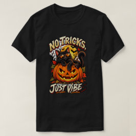 ブラックキャットのハロウィンTシャツ – トリックなしただの気分 Tシャツ