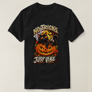 ブラックキャットのハロウィンTシャツ – トリックなしただの気分 Tシャツ