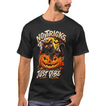 ブラックキャットのハロウィンTシャツ – トリックなしただの気分