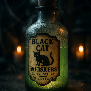 ブラックキャットのヒゲ - ハロウィーンの薬局ラベル シール