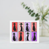 ブラックキャットのポップアートギフト ポストカード (スタンド正面)