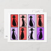 ブラックキャットのポップアートギフト ポストカード (正面/裏面)