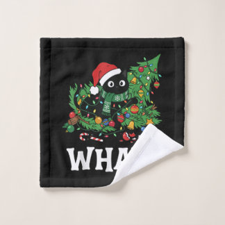 ブラックキャットの面白いクリスマスツリー ウォッシュタオル