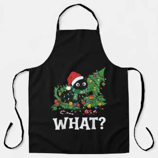 ブラックキャットの面白いクリスマスツリー エプロン