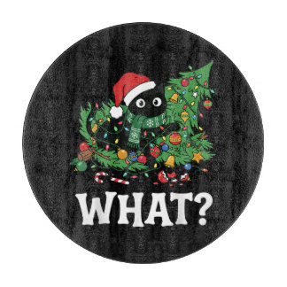ブラックキャットの面白いクリスマスツリー カッティングボード
