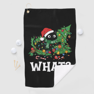 ブラックキャットの面白いクリスマスツリー ゴルフタオル