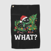 ブラックキャットの面白いクリスマスツリー ゴルフタオル (正面)