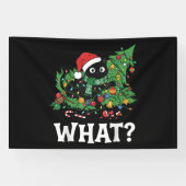 ブラックキャットの面白いクリスマスツリー 横断幕 (横)
