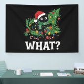 ブラックキャットの面白いクリスマスツリー 横断幕 (トレードショー)