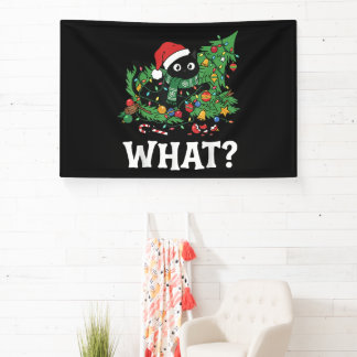 ブラックキャットの面白いクリスマスツリー 横断幕