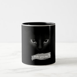 ブラックキャットの顔のコーヒーマグ | シンプルで美しいデザイン ツートーンマグカップ