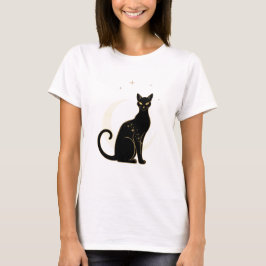 ブラックキャットの魔法 - ミスティカルハロウィン女性用Tシャツ Tシャツ