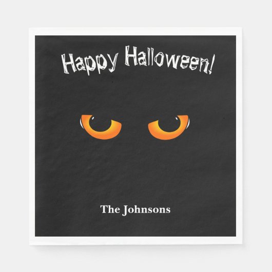 ブラックキャットアイズハローウィンパーティナプキンス スタンダードランチョンナプキン (正面)