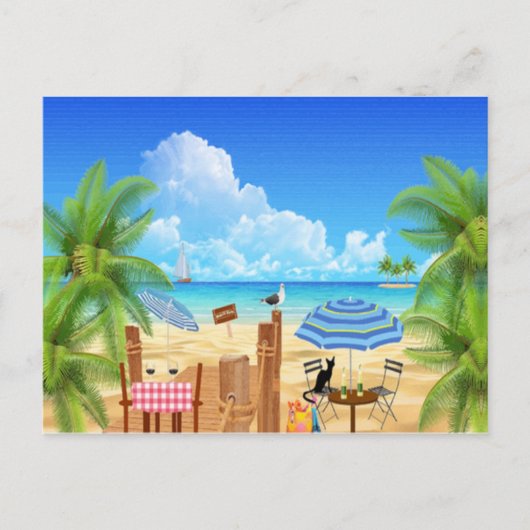 ブラックキャットアットザビーチ ポストカード (正面)