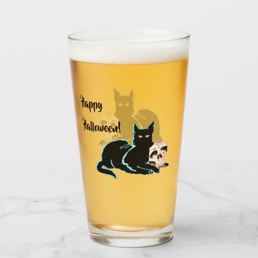 ブラックキャットアンドスカルハロウィーン タンブラーグラス (ドリンク正面)