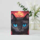 ブラックキャットアート&バタフライ数々の- ポストカード (スタンド正面)