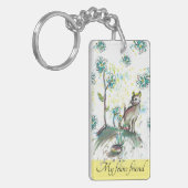 ブラックキャットイエローアクリルキーリング キーホルダー (正面左)