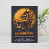 ブラックキャットインウィッチズハットくもの巣パンプキンハロウィーン | 招待状 (スタンド正面)