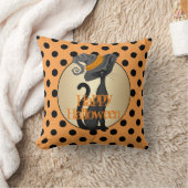 ブラックキャットインウィッチハットハッピーハローウィン クッション (ブランケット)