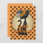 ブラックキャットインウィッチハットハッピーハローウィン ポストカード (正面/裏面)