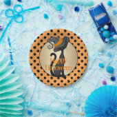 ブラックキャットインウィッチハットハローウィンパーティ ペーパープレート (パーティー)