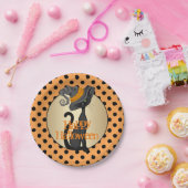 ブラックキャットインウィッチハットハローウィンパーティ ペーパープレート (パーティー)