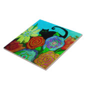 ブラックキャットインガーデン絵画抽象芸術 タイル (側面)