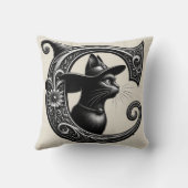 ブラックキャットウィッチウィッチレターCカスタムイニシャル クッション (裏面)