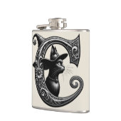 ブラックキャットウィッチウィッチレターCカスタムイニシャル フラスク (左)